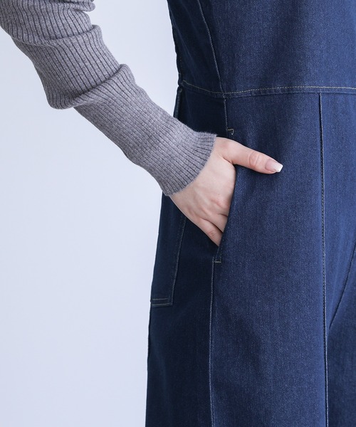 セール】『折り返しデザインデニムサロペット』（サロペット