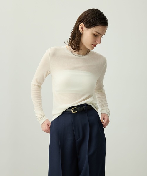 N.O.R.C（ノーク）の「シアーテレコロングスリーブトップス（Tシャツ/カットソー・レディース・ブラック/サックスブルー/ピンク/ブラウン/グリーン/オフホワイト・フリー）」の2枚目の写真