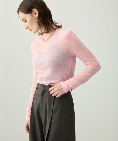 N.O.R.C（ノーク）の「シアーテレコロングスリーブトップス（Tシャツ/カットソー・レディース・ブラック/サックスブルー/ピンク/ブラウン/グリーン/オフホワイト・フリー）」の6枚目の写真