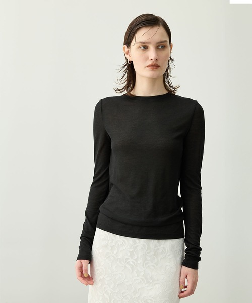 アトリエフランセ　ロングスリーブトップス　ブラック　長袖　無地　Tシャツ　フリー アトリエフランセ ロングスリーブトップス ブラック 長袖 無地 T