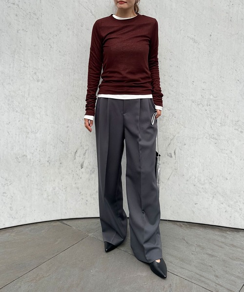 N.O.R.C（ノーク）の「シアーテレコロングスリーブトップス（Tシャツ/カットソー・レディース・ブラック/サックスブルー/ピンク/ブラウン/グリーン/オフホワイト・フリー）」の8枚目の写真