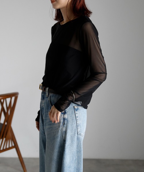 r.(アールドット)の「クルーネック シアートップス(Tシャツ/カットソー・レディース・オフホワイト/オリーブ/グレイッシュベージュ/ブラック・FREE)」の8枚目の写真