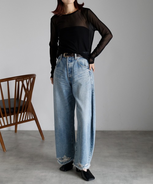 r.(アールドット)の「クルーネック シアートップス(Tシャツ/カットソー・レディース・オフホワイト/オリーブ/グレイッシュベージュ/ブラック・FREE)」の10枚目の写真