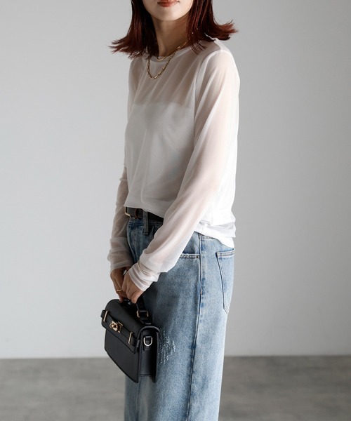 r.(アールドット)の「クルーネック シアートップス(Tシャツ/カットソー・レディース・オフホワイト/オリーブ/グレイッシュベージュ/ブラック・FREE)」の18枚目の写真