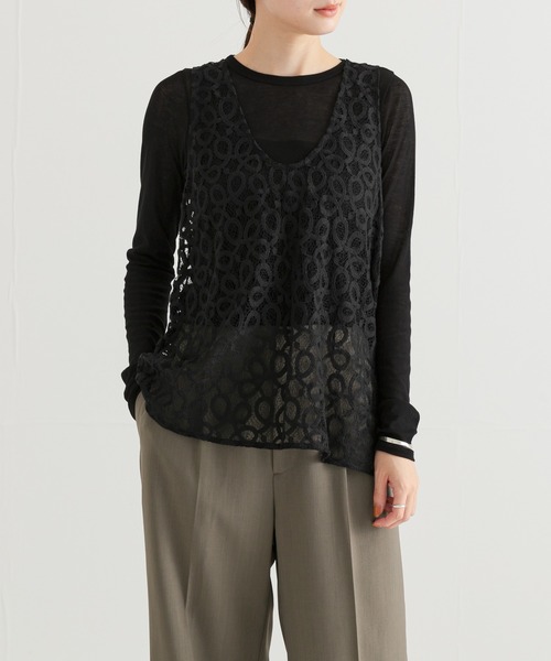 URBAN RESEARCH(アーバンリサーチ)の「2wayコードレースベスト(ベスト・レディース・オフホワイト/ブラック・FREE)」の2枚目の写真