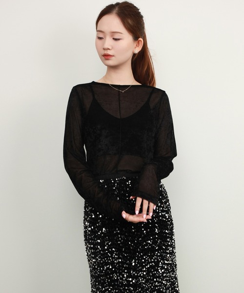 トップス ベロア ペプラム トップス 長袖 シャツ S-L 2color2462 セール】袖カフスペプラムトップス（シャツ/ブラウス）｜AZUL BY