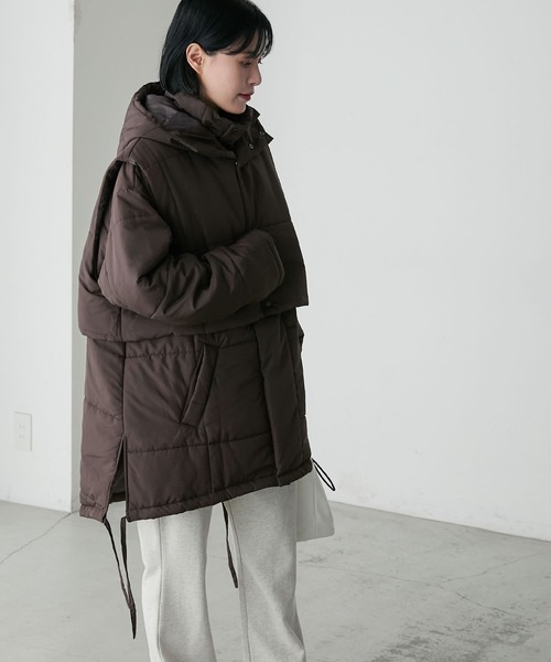 forksy.(フォルクシー)の「【forksy.】フードベスト&ミドル丈ブルゾンセットアウター(ダウンジャケット/コート・レディース・アイボリー/ブラック/ブラウン・FREE)」の21枚目の写真