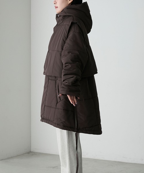 forksy.】フードベスト&ミドル丈ブルゾンセットアウター（ダウン