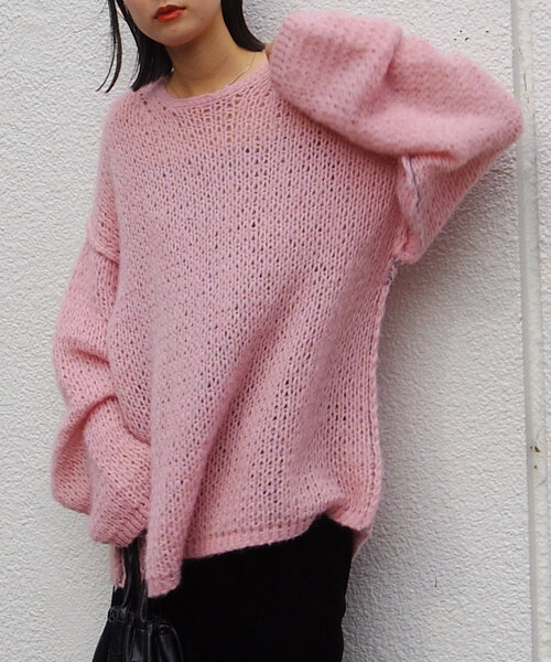 WHIMSIC(ウィムジック)の「【UNISEX】ルーズフィットメッシュニットプルオーバー(ニット/セーター・レディース・チャコールグレー/アイボリー/ブラウン/ピンク・FREE)」の4枚目の写真