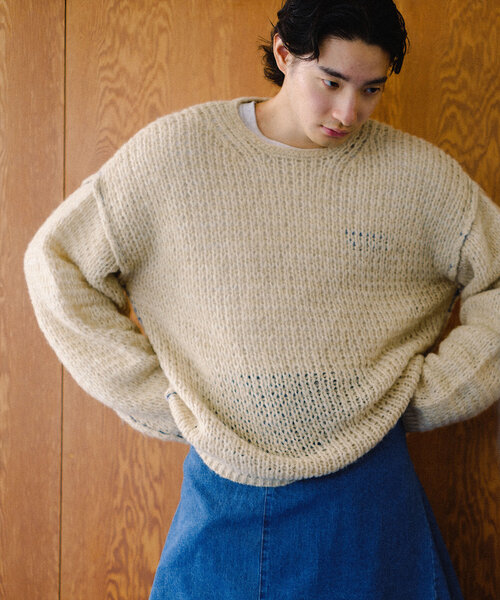 WHIMSIC(ウィムジック)の「【UNISEX】ルーズフィットメッシュニットプルオーバー(ニット/セーター・レディース・チャコールグレー/アイボリー/ブラウン/ピンク・FREE)」の2枚目の写真