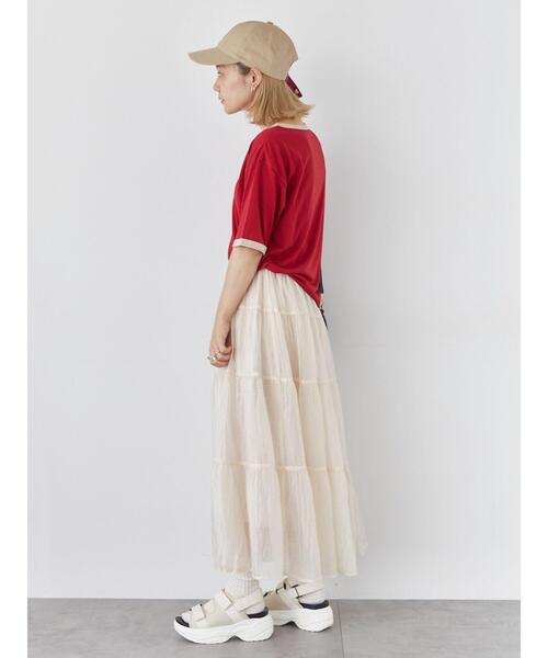 ehka sopo（エヘカソポ）の「花刺繍リンガーTシャツ（Tシャツ/カットソー・レディース・ブラック/レッド/オフホワイト/キナリ・F）」の10枚目の写真