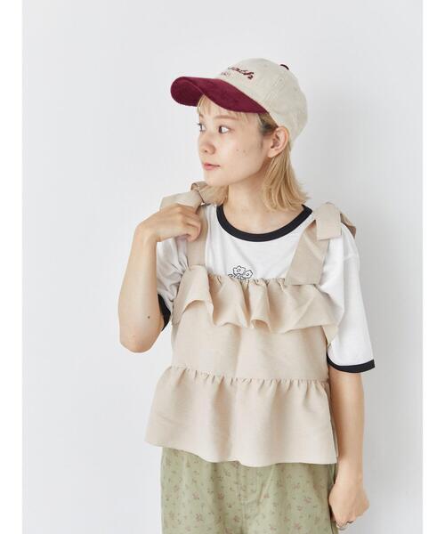 ehka sopo（エヘカソポ）の「花刺繍リンガーTシャツ（Tシャツ/カットソー・レディース・ブラック/レッド/オフホワイト/キナリ・F）」の22枚目の写真