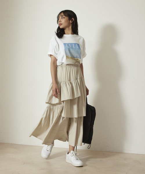 NERGY（ナージー）の「アシメティアードスカート（スカート・レディース・オフホワイト/ブラック/グリーン・FREE）」の5枚目の写真