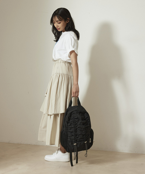NERGY（ナージー）の「アシメティアードスカート（スカート・レディース・オフホワイト/ブラック/グリーン・FREE）」の6枚目の写真