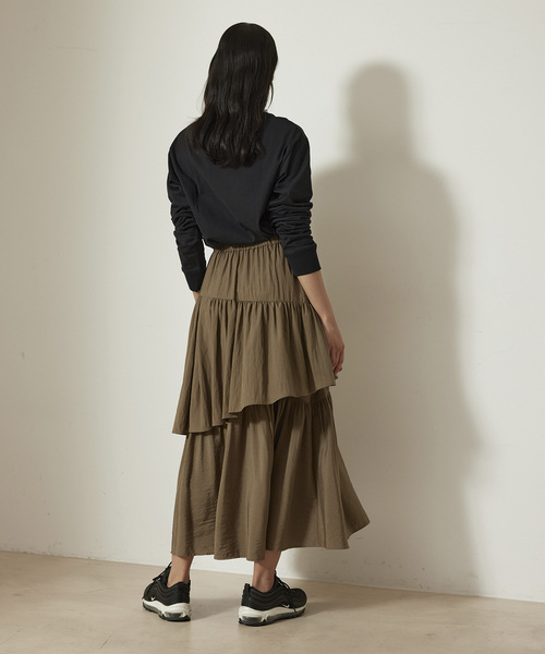 NERGY（ナージー）の「アシメティアードスカート（スカート・レディース・オフホワイト/ブラック/グリーン・FREE）」の8枚目の写真