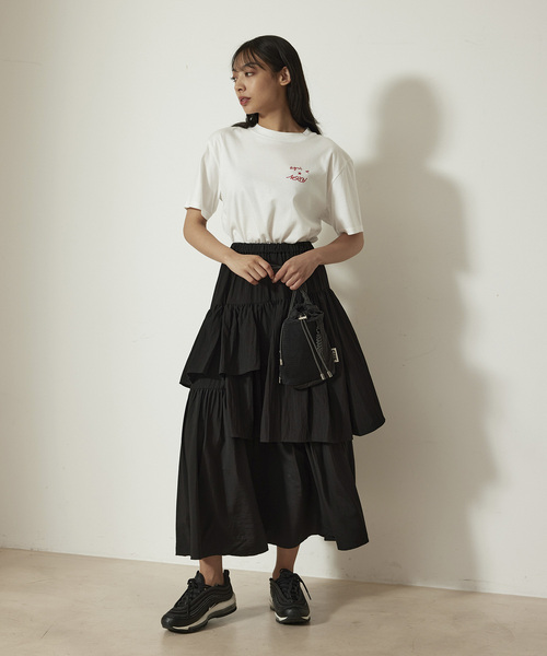 NERGY（ナージー）の「アシメティアードスカート（スカート・レディース・オフホワイト/ブラック/グリーン・FREE）」の12枚目の写真