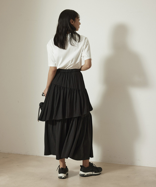 NERGY（ナージー）の「アシメティアードスカート（スカート・レディース・オフホワイト/ブラック/グリーン・FREE）」の14枚目の写真