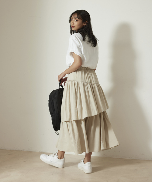 NERGY（ナージー）の「アシメティアードスカート（スカート・レディース・オフホワイト/ブラック/グリーン・FREE）」の19枚目の写真