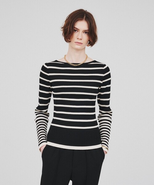 cloenc（クロエンス）の「◆【手洗い可】リブニットプルオーバー（ニット/セーター・レディース・ベージュ/ブラック系2/ブラック/アイボリー系2・02）」の3枚目の写真