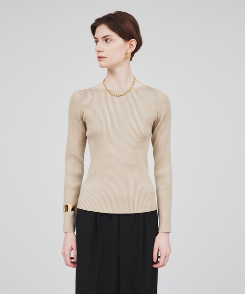 cloenc（クロエンス）の「◆【手洗い可】リブニットプルオーバー（ニット/セーター・レディース・ベージュ/ブラック系2/ブラック/アイボリー系2・02）」の4枚目の写真