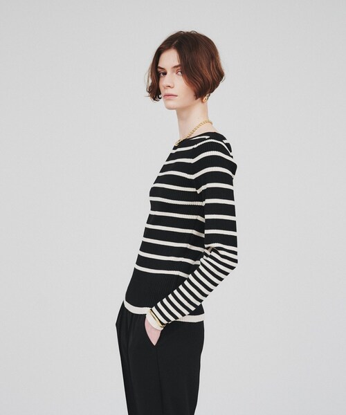 cloenc（クロエンス）の「◆【手洗い可】リブニットプルオーバー（ニット/セーター・レディース・ベージュ/ブラック系2/ブラック/アイボリー系2・02）」の7枚目の写真