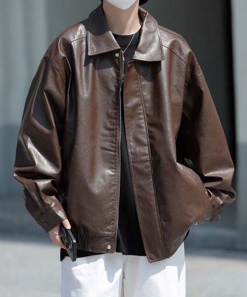 MGV（エムジーヴィー）の「合成皮ジャケット（ブルゾン・メンズ・アイボリー/ブラック/ブラウン・MEDIUM/LARGE/X-LARGE）」の5枚目の写真