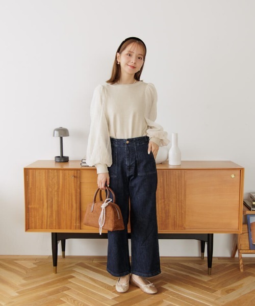 flower（フラワー）の「ブライトチュールニット（ニット/セーター・レディース・ブラウン/アイボリー・FREE）」の4枚目の写真