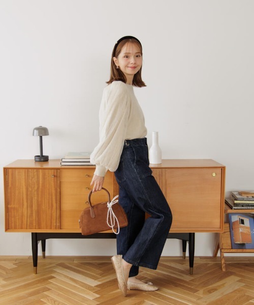 flower（フラワー）の「ブライトチュールニット（ニット/セーター・レディース・ブラウン/アイボリー・FREE）」の5枚目の写真