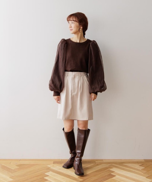 flower（フラワー）の「ブライトチュールニット（ニット/セーター・レディース・ブラウン/アイボリー・FREE）」の15枚目の写真