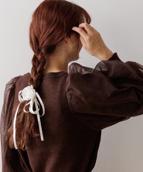 flower（フラワー）の「ブライトチュールニット（ニット/セーター・レディース・ブラウン/アイボリー・FREE）」の13枚目の写真