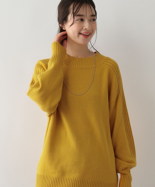 GLOBAL WORK Smile Seed Store（グローバルワーク スマイルシードストア）の「袖リブボトルネックプルオーバー/116055（ニット/セーター・レディース・アイボリー/イエロー/グリーン系その他6/ブラック/ベージュ・MEDIUM/LARGE/X-LARGE/SMALL）」の5枚目の写真