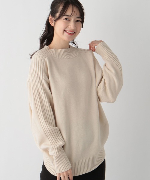 GLOBAL WORK Smile Seed Store（グローバルワーク スマイルシードストア）の「袖リブボトルネックプルオーバー/116055（ニット/セーター・レディース・アイボリー/イエロー/グリーン系その他6/ブラック/ベージュ・MEDIUM/LARGE/X-LARGE/SMALL）」の2枚目の写真