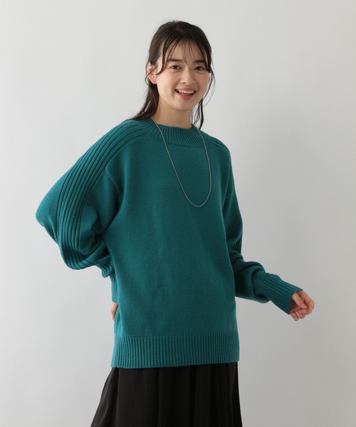 GLOBAL WORK Smile Seed Store（グローバルワーク スマイルシードストア）の「袖リブボトルネックプルオーバー/116055（ニット/セーター・レディース・アイボリー/イエロー/グリーン系その他6/ブラック/ベージュ・MEDIUM/LARGE/X-LARGE/SMALL）」の4枚目の写真