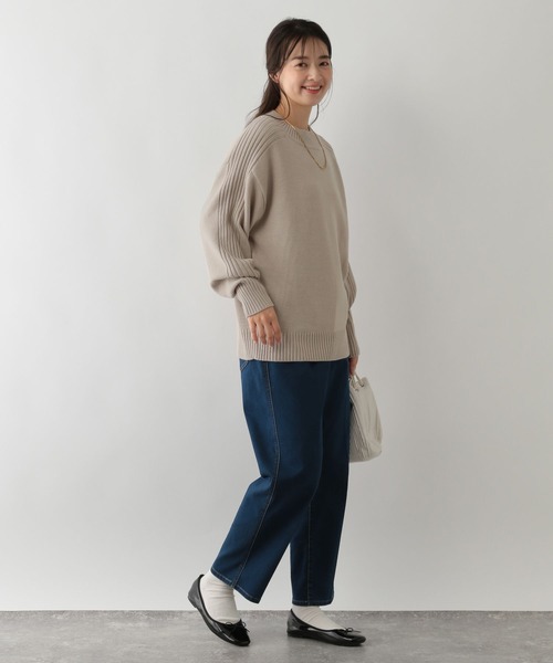 GLOBAL WORK Smile Seed Store（グローバルワーク スマイルシードストア）の「袖リブボトルネックプルオーバー/116055（ニット/セーター・レディース・アイボリー/イエロー/グリーン系その他6/ブラック/ベージュ・MEDIUM/LARGE/X-LARGE/SMALL）」の6枚目の写真