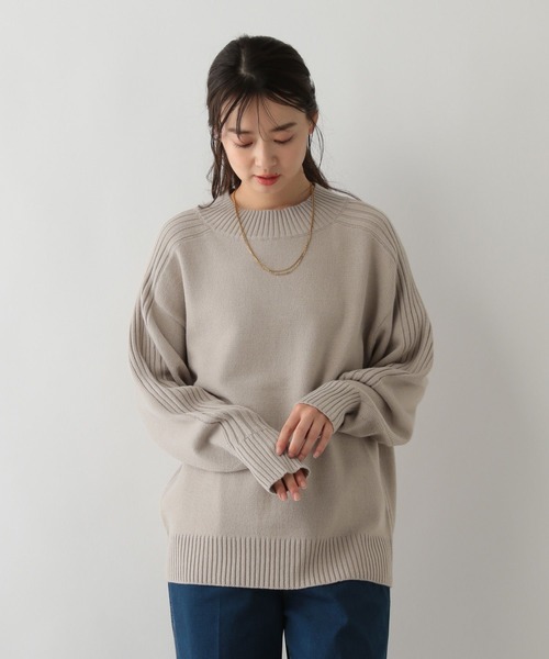 GLOBAL WORK Smile Seed Store（グローバルワーク スマイルシードストア）の「袖リブボトルネックプルオーバー/116055（ニット/セーター・レディース・アイボリー/イエロー/グリーン系その他6/ブラック/ベージュ・MEDIUM/LARGE/X-LARGE/SMALL）」の7枚目の写真