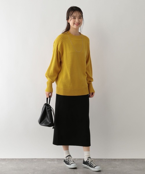 GLOBAL WORK Smile Seed Store（グローバルワーク スマイルシードストア）の「袖リブボトルネックプルオーバー/116055（ニット/セーター・レディース・アイボリー/イエロー/グリーン系その他6/ブラック/ベージュ・MEDIUM/LARGE/X-LARGE/SMALL）」の10枚目の写真