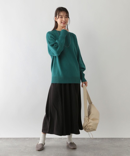 GLOBAL WORK Smile Seed Store（グローバルワーク スマイルシードストア）の「袖リブボトルネックプルオーバー/116055（ニット/セーター・レディース・アイボリー/イエロー/グリーン系その他6/ブラック/ベージュ・MEDIUM/LARGE/X-LARGE/SMALL）」の15枚目の写真