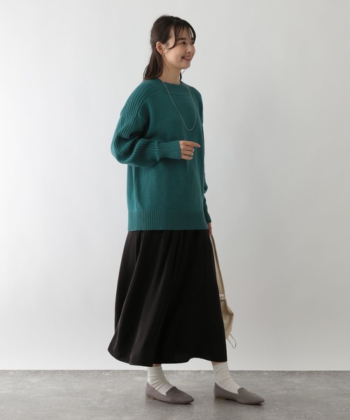 GLOBAL WORK Smile Seed Store（グローバルワーク スマイルシードストア）の「袖リブボトルネックプルオーバー/116055（ニット/セーター・レディース・アイボリー/イエロー/グリーン系その他6/ブラック/ベージュ・MEDIUM/LARGE/X-LARGE/SMALL）」の16枚目の写真