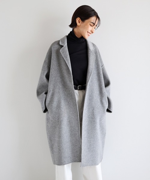 evernavy ライトグレー ロングコート MTサイズ新品未使用　超美品 セール】【新色追加】リバーロングコクーンコート（チェスターコート