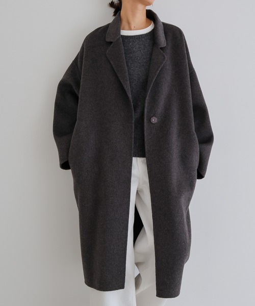 エバーネイビー リバーロングコクーンコート ブラック M 新品 アンドミー andme｜リバー ロング コクーン コート evernavy エバーネイビー