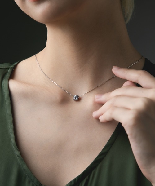 Os accessory（オズアクセサリー）の「Os　-オズ-　【金属アレルギー対応】一粒ストーン40センチネックレス（ネックレス・レディース・ゴールド/シルバー・ONE SIZE）」の14枚目の写真