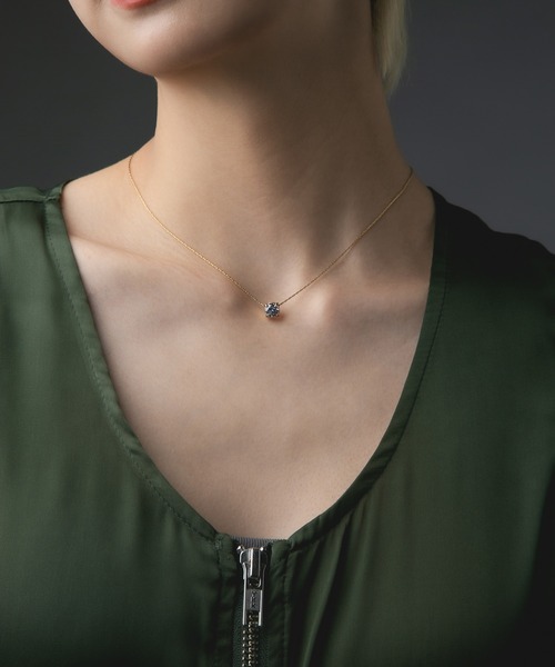 Os accessory（オズアクセサリー）の「Os　-オズ-　【金属アレルギー対応】一粒ストーン40センチネックレス（ネックレス・レディース・ゴールド/シルバー・ONE SIZE）」の4枚目の写真