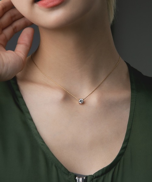 Os accessory（オズアクセサリー）の「Os　-オズ-　【金属アレルギー対応】一粒ストーン40センチネックレス（ネックレス・レディース・ゴールド/シルバー・ONE SIZE）」の5枚目の写真