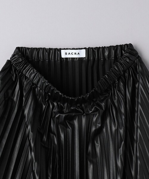 ＜SACRA＞レザーライク プリーツスカート 36 SACRA＞レザーライク プリーツスカート 36
