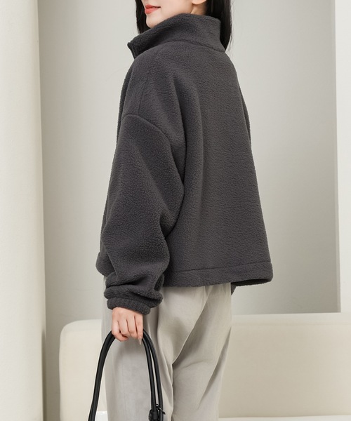 セール】ボリューム袖 コンパクト ジップアップ ボア ブルゾン