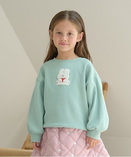 Lycee mine（リセマイン）の「【毛玉バイバイ裏起毛裏毛】サガラ刺しゅうスウェット（スウェット・キッズ・フューシャピンク/ブルーグレー/ライトグリーン/オートミール・100cm/110cm/120cm/130cm/140cm/150cm）」の4枚目の写真