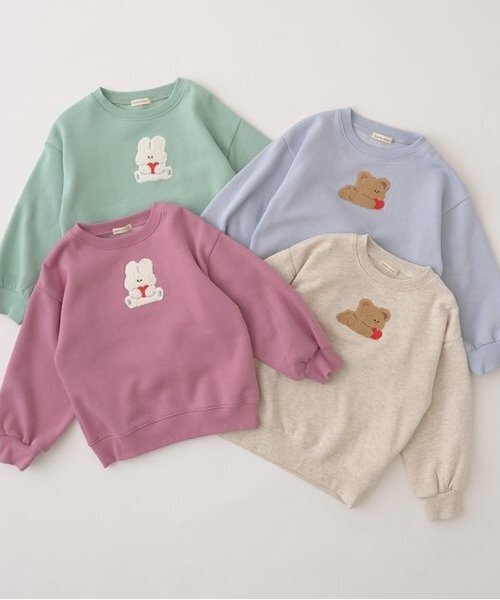 Lycee mine（リセマイン）の「【毛玉バイバイ裏起毛裏毛】サガラ刺しゅうスウェット（スウェット・キッズ・フューシャピンク/ブルーグレー/ライトグリーン/オートミール・100cm/110cm/120cm/130cm/140cm/150cm）」の5枚目の写真