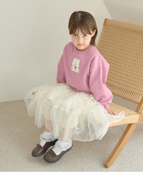 Lycee mine（リセマイン）の「【毛玉バイバイ裏起毛裏毛】サガラ刺しゅうスウェット（スウェット・キッズ・フューシャピンク/ブルーグレー/ライトグリーン/オートミール・100cm/110cm/120cm/130cm/140cm/150cm）」の14枚目の写真