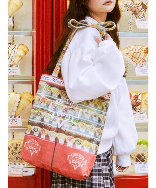 【セール】【マリオンクレープコラボ】ショーウィンドウプリントトートBag（トートバッグ）｜merry jenny（メリージェニー）