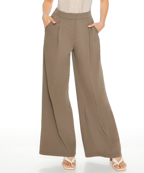 FOREVER 21(フォーエバー トゥエンティーワン)の「タックスラックスパンツ(スラックス・レディース・ブラウン系その他・LARGE/SMALL/MEDIUM)」の1枚目の写真